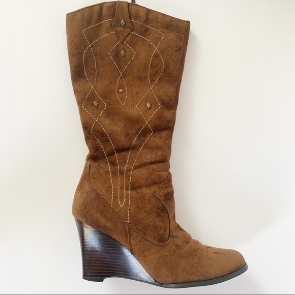 SO Shoes - SO Pati Brown Heel Calf Boots‎ Sz 8